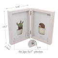 Double Picture Frame 5x7 White Wooden Hinged Photo Frames Collage Shadow Box 2 Openings Elegant Wedding Gifts